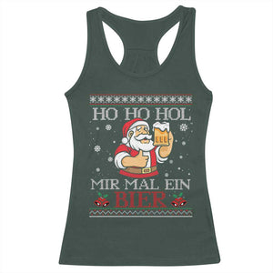 Funny Mexican Santa Drinking Racerback Tank Top Ho Ho Hol Mir Mal Ein Bier Hold Me A Beer Xmas Party TS02 Dark Forest Green Print Your Wear