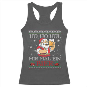 Funny Mexican Santa Drinking Racerback Tank Top Ho Ho Hol Mir Mal Ein Bier Hold Me A Beer Xmas Party TS02 Dark Heather Print Your Wear