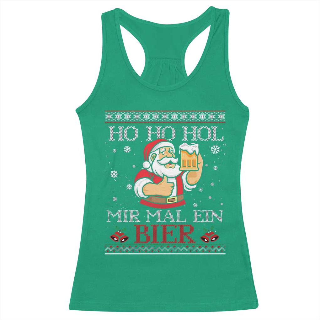 Funny Mexican Santa Drinking Racerback Tank Top Ho Ho Hol Mir Mal Ein Bier Hold Me A Beer Xmas Party TS02 Irish Green Print Your Wear