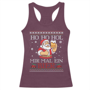 Funny Mexican Santa Drinking Racerback Tank Top Ho Ho Hol Mir Mal Ein Bier Hold Me A Beer Xmas Party TS02 Maroon Print Your Wear