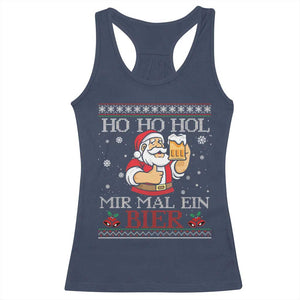 Funny Mexican Santa Drinking Racerback Tank Top Ho Ho Hol Mir Mal Ein Bier Hold Me A Beer Xmas Party TS02 Navy Print Your Wear