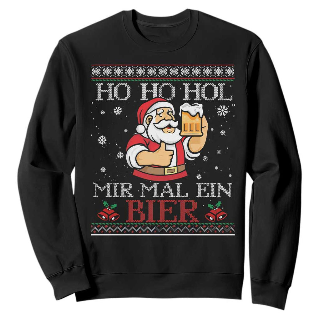 Funny Mexican Santa Drinking Sweatshirt Ho Ho Hol Mir Mal Ein Bier Hold Me A Beer Xmas Party TS02 Black Print Your Wear