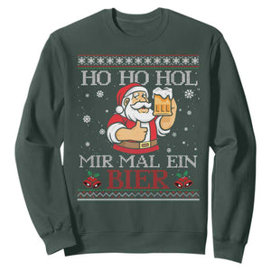 Funny Mexican Santa Drinking Sweatshirt Ho Ho Hol Mir Mal Ein Bier Hold Me A Beer Xmas Party TS02 Dark Forest Green Print Your Wear