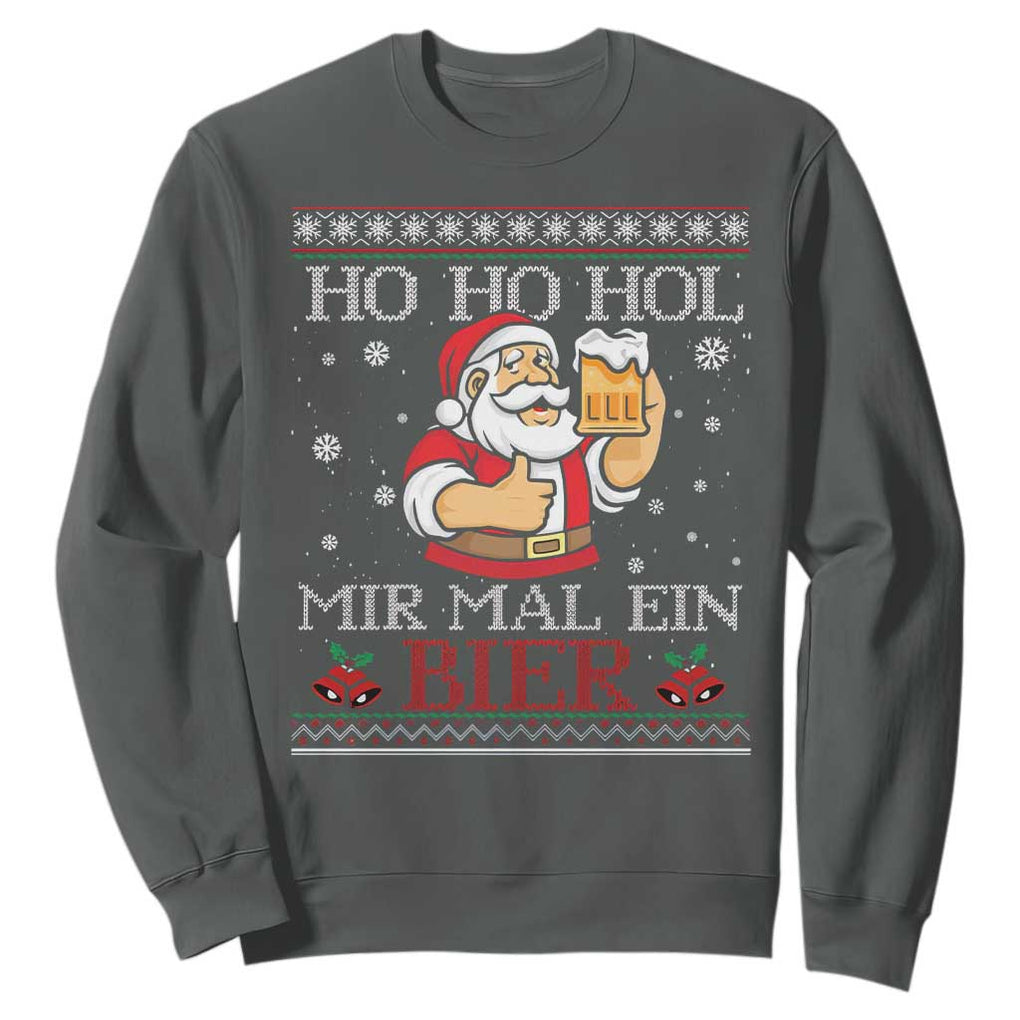 Funny Mexican Santa Drinking Sweatshirt Ho Ho Hol Mir Mal Ein Bier Hold Me A Beer Xmas Party TS02 Dark Heather Print Your Wear