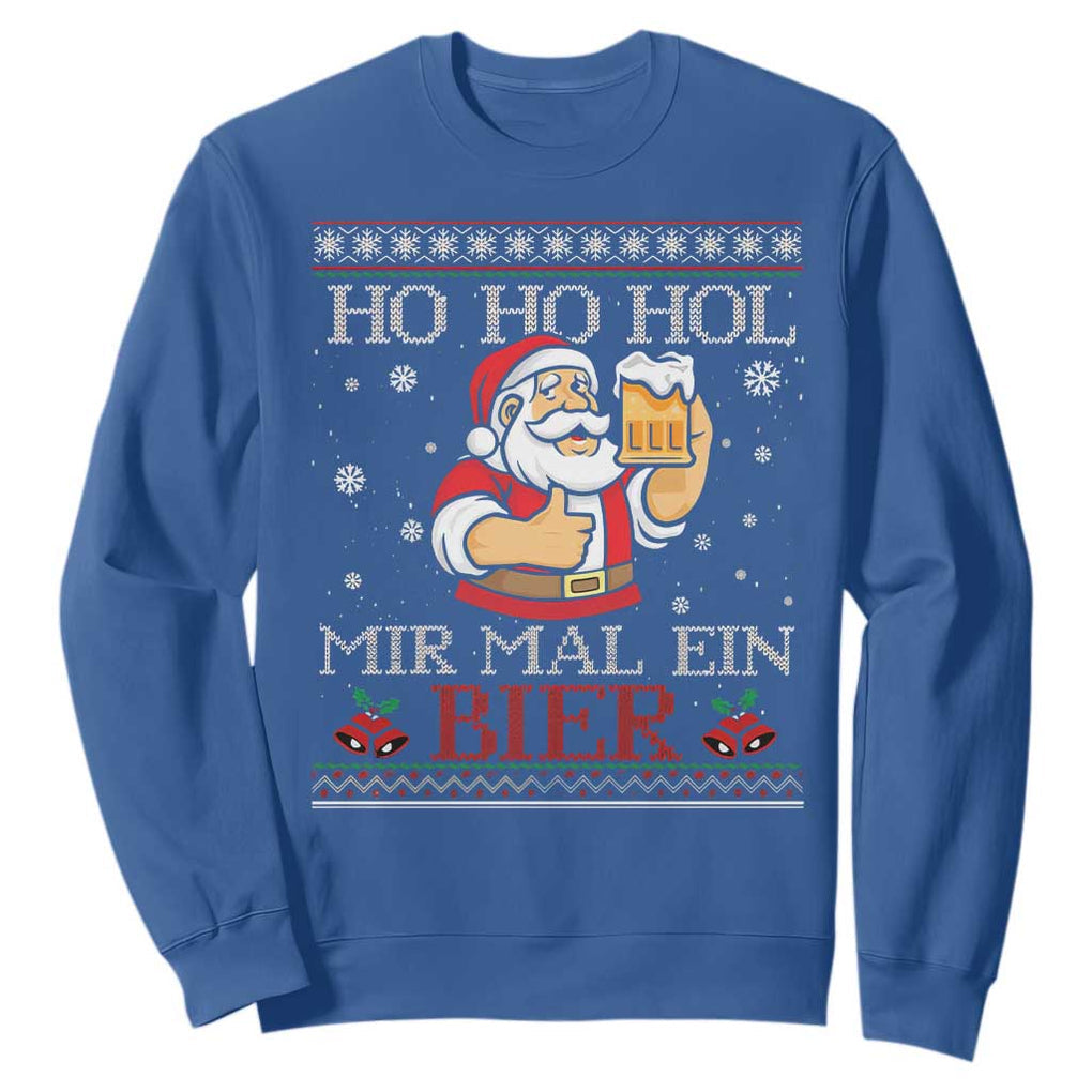 Funny Mexican Santa Drinking Sweatshirt Ho Ho Hol Mir Mal Ein Bier Hold Me A Beer Xmas Party TS02 Royal Blue Print Your Wear