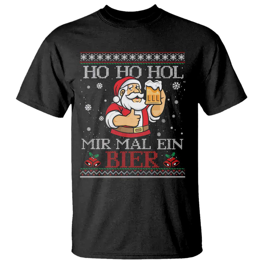 Funny Mexican Santa Drinking T Shirt Ho Ho Hol Mir Mal Ein Bier Hold Me A Beer Xmas Party TS02 Black Print Your Wear