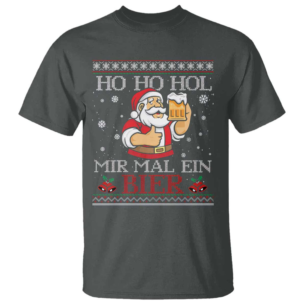 Funny Mexican Santa Drinking T Shirt Ho Ho Hol Mir Mal Ein Bier Hold Me A Beer Xmas Party TS02 Dark Heather Print Your Wear