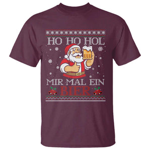 Funny Mexican Santa Drinking T Shirt Ho Ho Hol Mir Mal Ein Bier Hold Me A Beer Xmas Party TS02 Maroon Print Your Wear