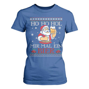 Funny Mexican Santa Drinking T Shirt For Women Ho Ho Hol Mir Mal Ein Bier Hold Me A Beer Xmas Party TS02 Royal Blue Print Your Wear