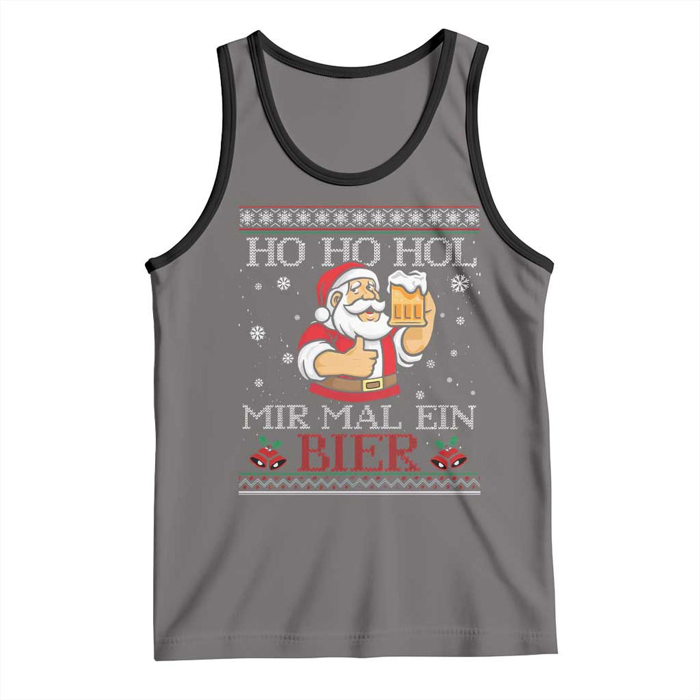 Funny Mexican Santa Drinking Tank Top Ho Ho Hol Mir Mal Ein Bier Hold Me A Beer Xmas Party TS02 Deep Heather Black Print Your Wear