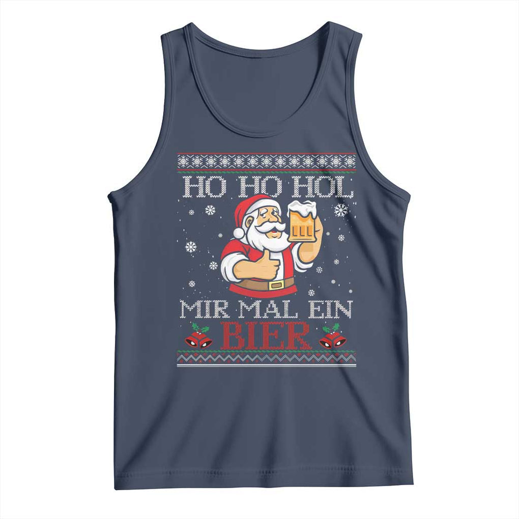 Funny Mexican Santa Drinking Tank Top Ho Ho Hol Mir Mal Ein Bier Hold Me A Beer Xmas Party TS02 Navy Print Your Wear