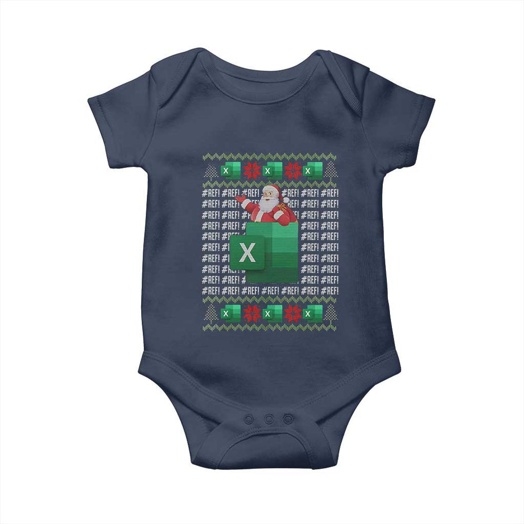 Funny Christmas Accountant Baby Onesie Excel REF Error Spreadsheet Santa Gift TS02 Navy Print Your Wear