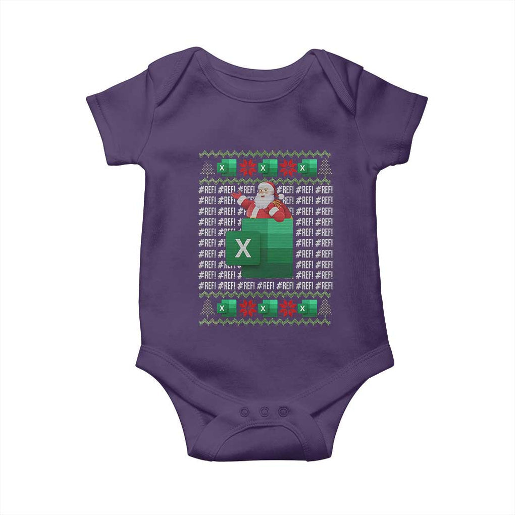 Funny Christmas Accountant Baby Onesie Excel REF Error Spreadsheet Santa Gift TS02 Purple Print Your Wear