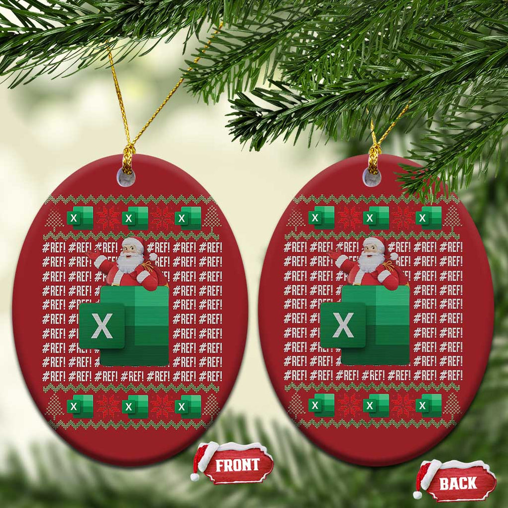 Funny Xmas Accountant Christmas Ornament Excel REF Error Spreadsheet Santa Gift TS02 Oval Red Print Your Wear