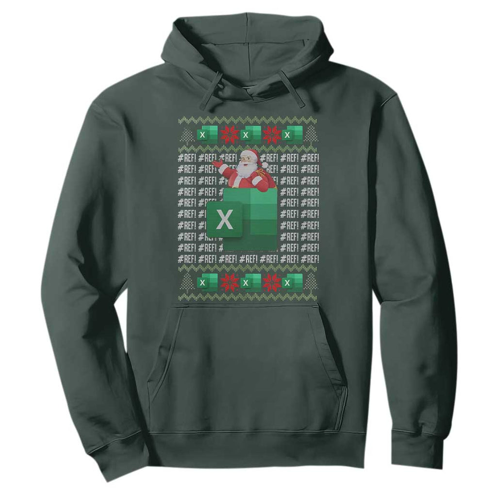 Funny Christmas Accountant Hoodie Excel REF Error Spreadsheet Santa Gift TS02 Dark Forest Green Print Your Wear