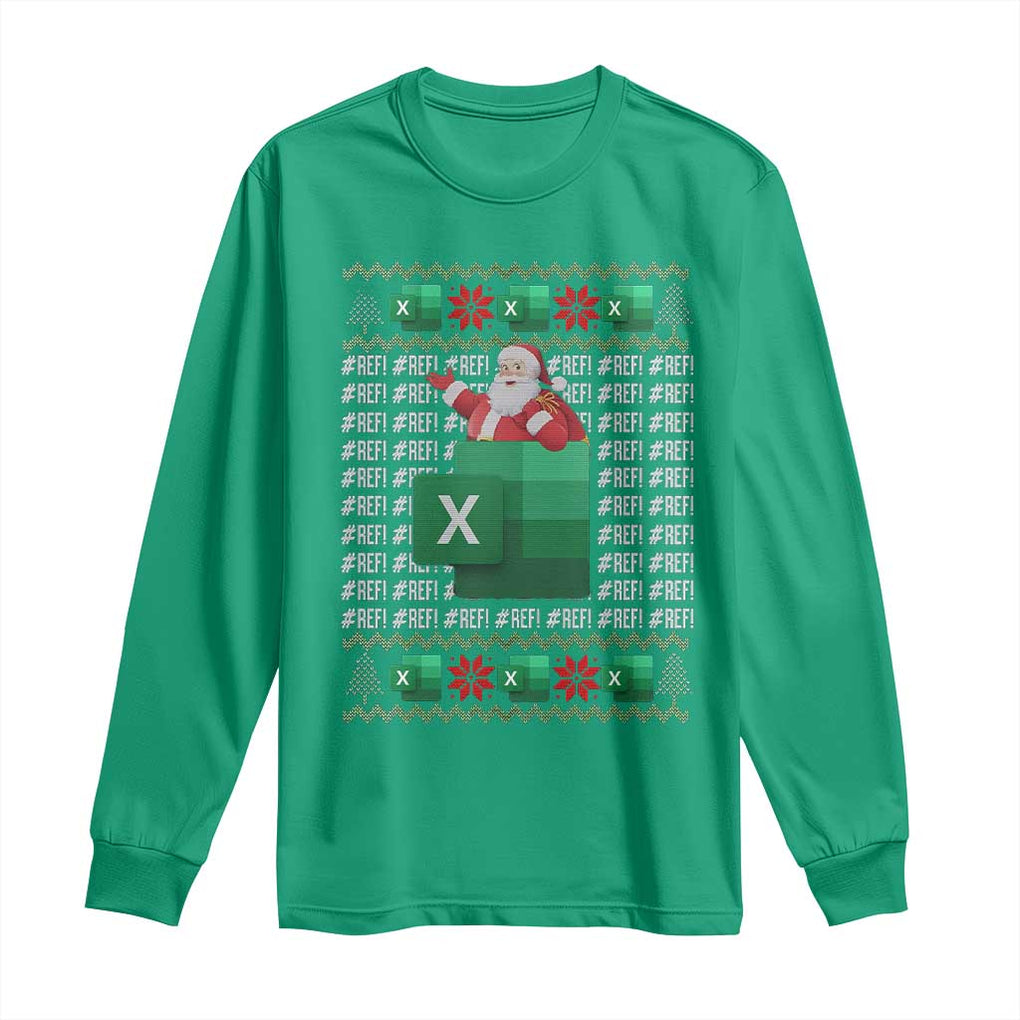 Funny Christmas Accountant Long Sleeve Shirt Excel REF Error Spreadsheet Santa Gift TS02 Irish Green Print Your Wear