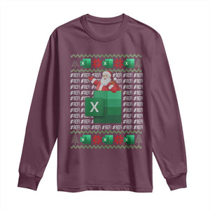 Funny Christmas Accountant Long Sleeve Shirt Excel REF Error Spreadsheet Santa Gift TS02 Maroon Print Your Wear