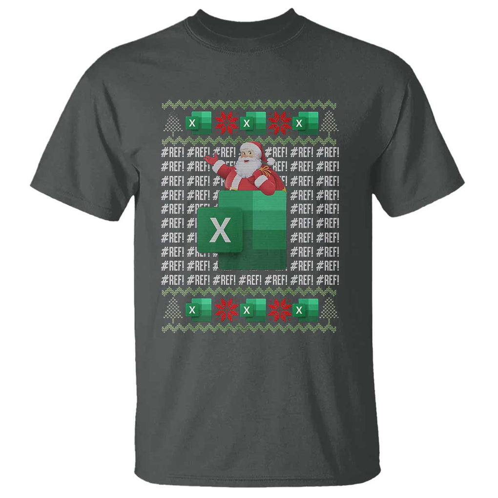 Funny Christmas Accountant T Shirt Excel REF Error Spreadsheet Santa Gift TS02 Dark Heather Print Your Wear