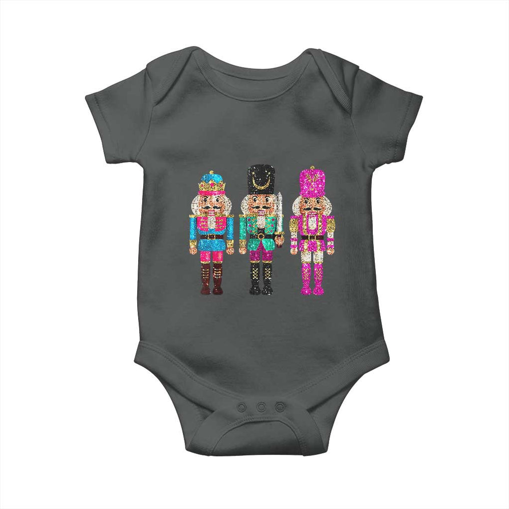 Christmas Nutcracker Baby Onesie Sequin Sparklle Festive Xmas Vintage TS02 Dark Heather Print Your Wear