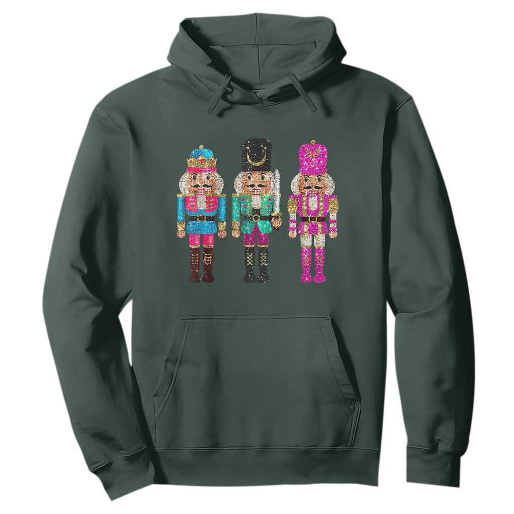 Christmas Nutcracker Hoodie Sequin Sparklle Festive Xmas Vintage TS02 Dark Forest Green Print Your Wear