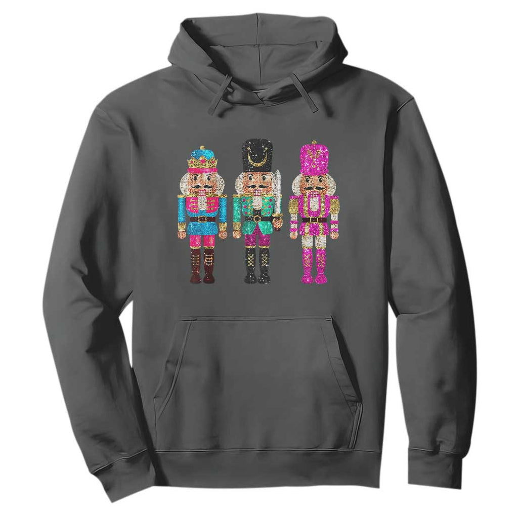 Christmas Nutcracker Hoodie Sequin Sparklle Festive Xmas Vintage TS02 Dark Heather Print Your Wear