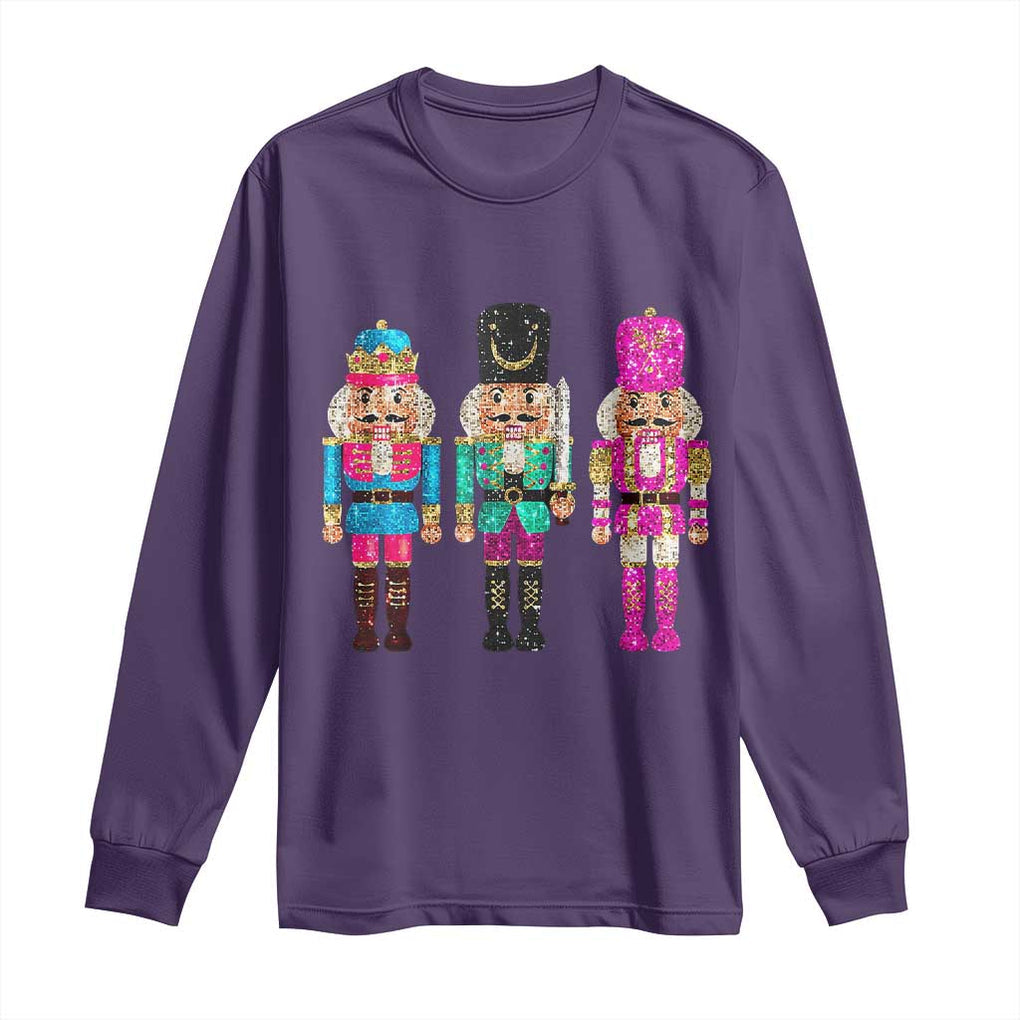Christmas Nutcracker Long Sleeve Shirt Sequin Sparklle Festive Xmas Vintage TS02 Purple Print Your Wear