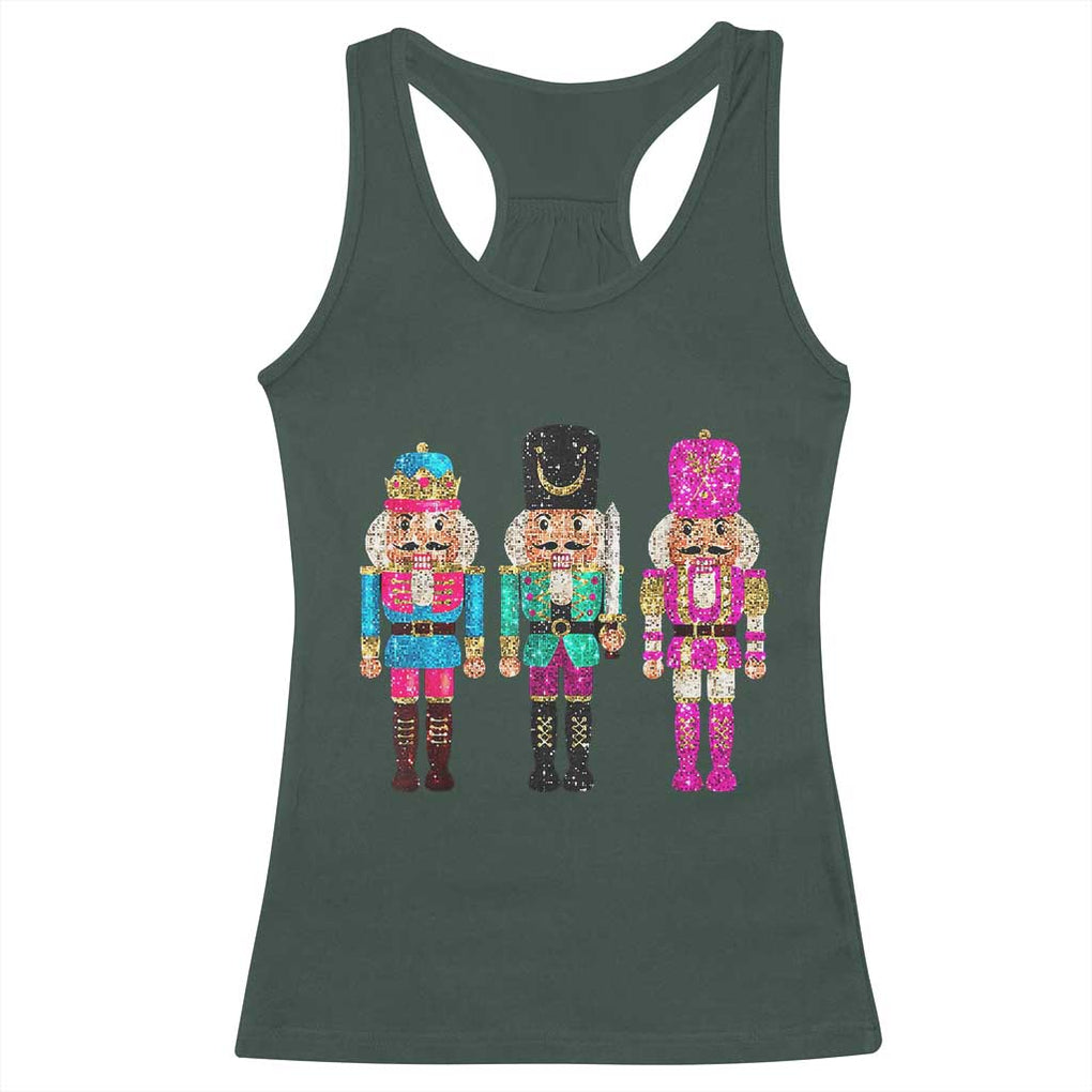 Christmas Nutcracker Racerback Tank Top Sequin Sparklle Festive Xmas Vintage TS02 Dark Forest Green Print Your Wear
