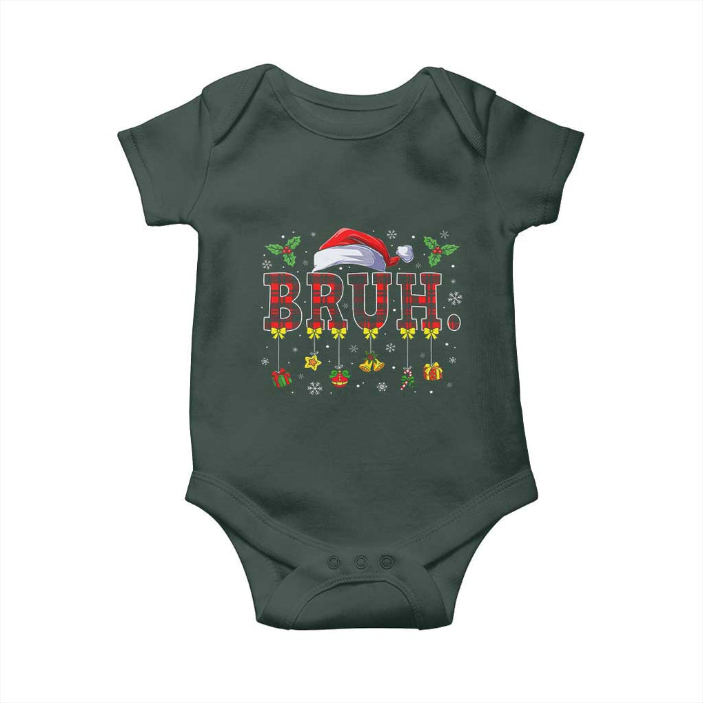 Christmas Bruh Baby Onesie Red Plaid Retro Xmas Pajamas Matching TS02 Print Your Wear