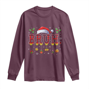 Christmas Bruh Long Sleeve Shirt Red Plaid Retro Xmas Pajamas Matching TS02 Maroon Print Your Wear