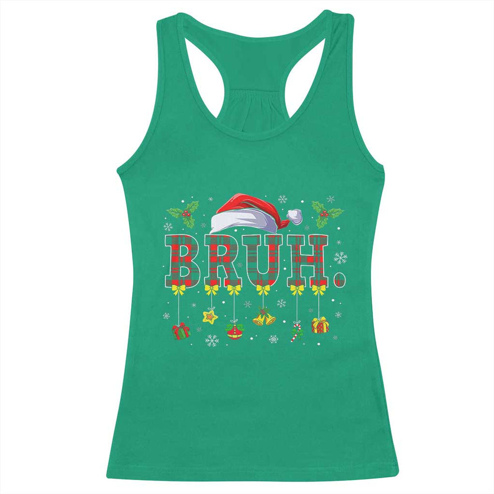 Christmas Bruh Racerback Tank Top Red Plaid Retro Xmas Pajamas Matching TS02 Irish Green Print Your Wear