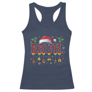 Christmas Bruh Racerback Tank Top Red Plaid Retro Xmas Pajamas Matching TS02 Navy Print Your Wear