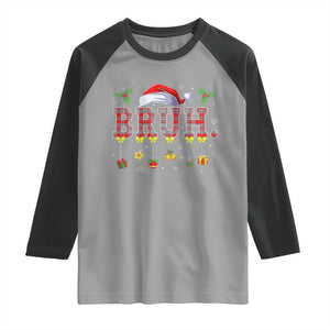 Christmas Bruh Raglan Shirt Red Plaid Retro Xmas Pajamas Matching TS02 Sport Gray Black Print Your Wear