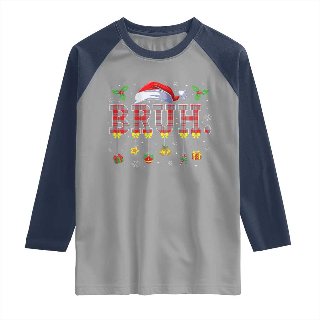 Christmas Bruh Raglan Shirt Red Plaid Retro Xmas Pajamas Matching TS02 Sport Gray Navy Print Your Wear