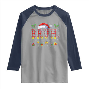 Christmas Bruh Raglan Shirt Red Plaid Retro Xmas Pajamas Matching TS02 Sport Gray Navy Print Your Wear
