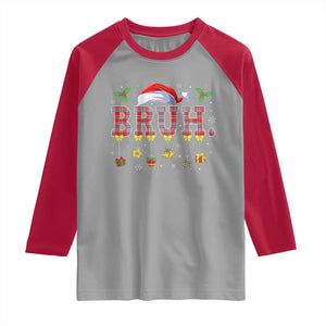 Christmas Bruh Raglan Shirt Red Plaid Retro Xmas Pajamas Matching TS02 Sport Gray Red Print Your Wear
