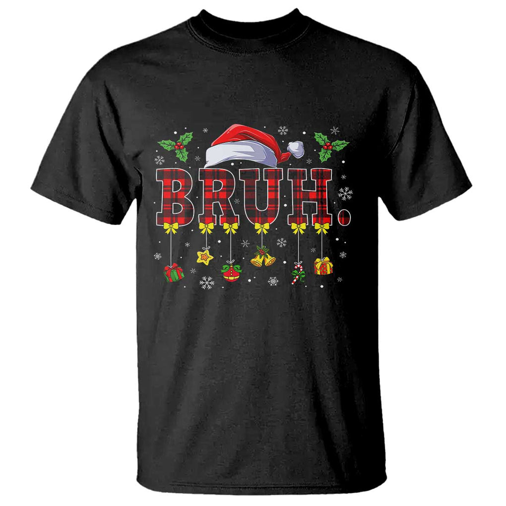 Christmas Bruh T Shirt Red Plaid Retro Xmas Pajamas Matching TS02 Black Print Your Wear
