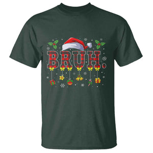 Christmas Bruh T Shirt Red Plaid Retro Xmas Pajamas Matching TS02 Dark Forest Green Print Your Wear