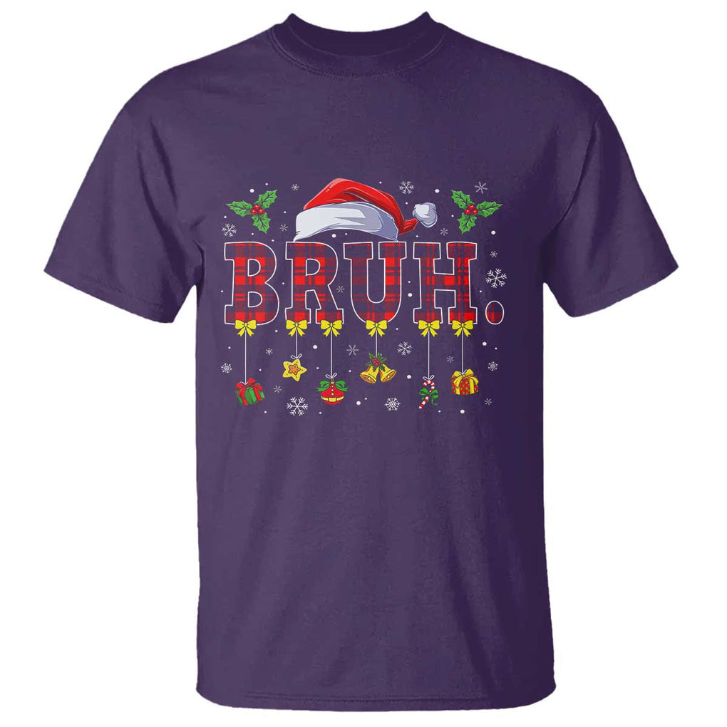 Christmas Bruh T Shirt Red Plaid Retro Xmas Pajamas Matching TS02 Purple Print Your Wear
