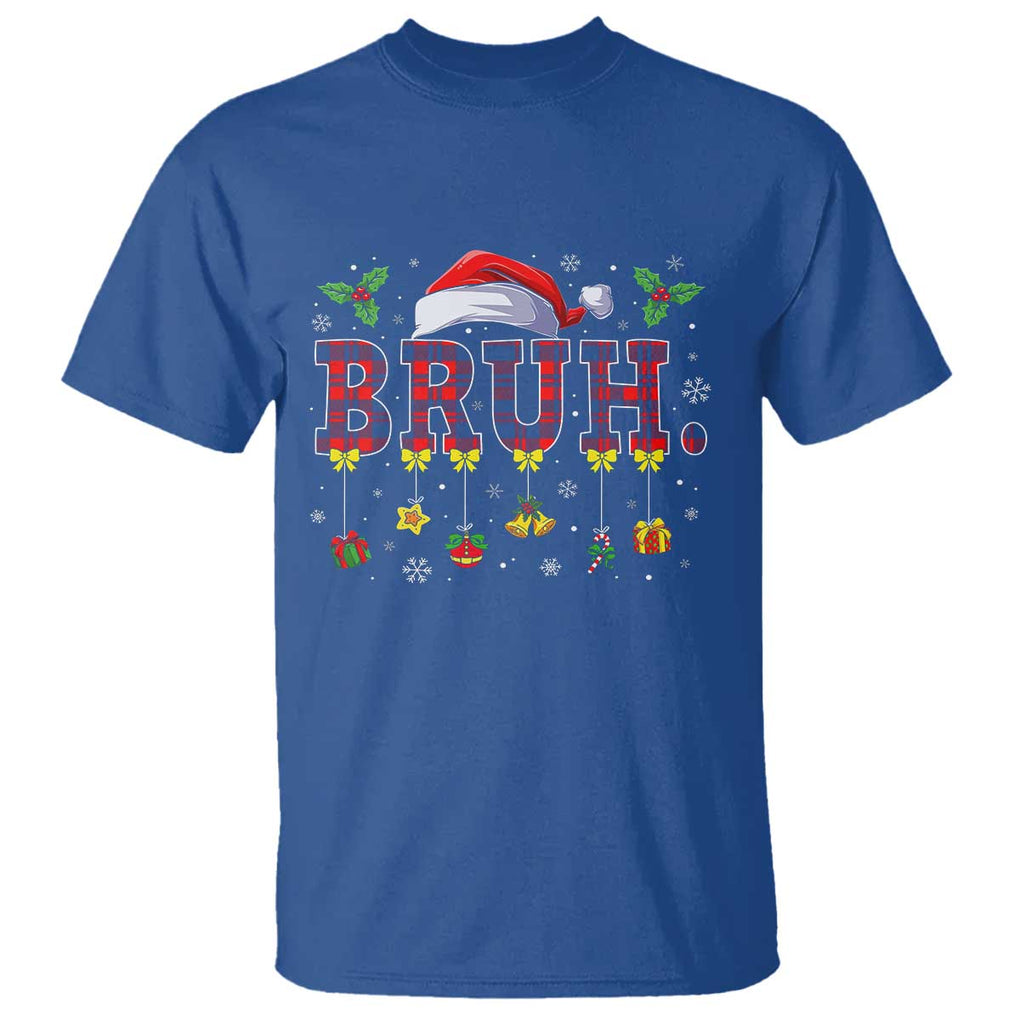 Christmas Bruh T Shirt Red Plaid Retro Xmas Pajamas Matching TS02 Royal Blue Print Your Wear