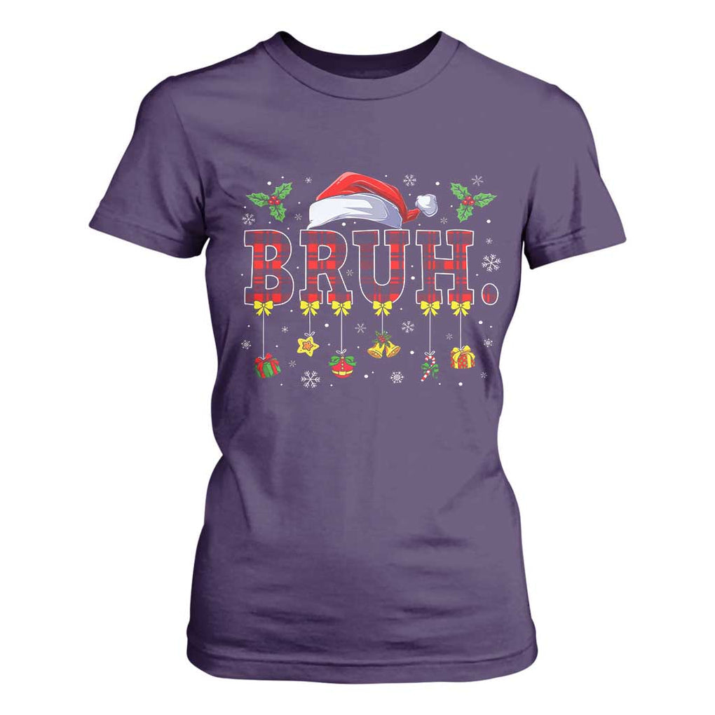Christmas Bruh T Shirt For Women Red Plaid Retro Xmas Pajamas Matching TS02 Purple Print Your Wear