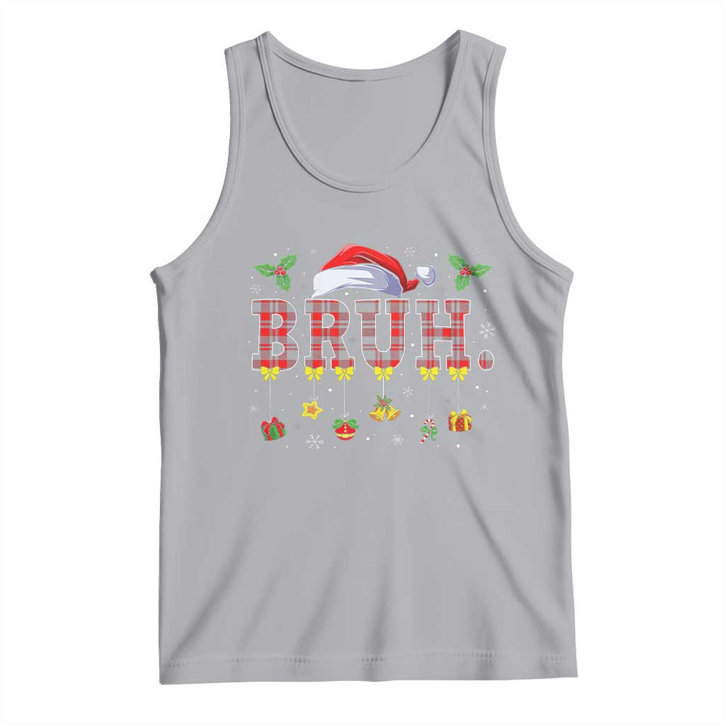 Christmas Bruh Tank Top Red Plaid Retro Xmas Pajamas Matching TS02 Athletic Heather Print Your Wear