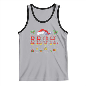 Christmas Bruh Tank Top Red Plaid Retro Xmas Pajamas Matching TS02 Athletic Heather Black Print Your Wear