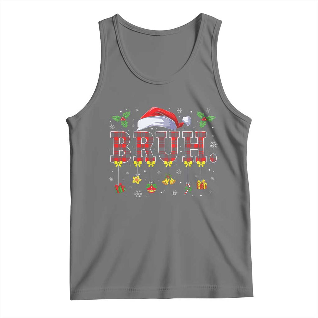 Christmas Bruh Tank Top Red Plaid Retro Xmas Pajamas Matching TS02 Black Heather Print Your Wear