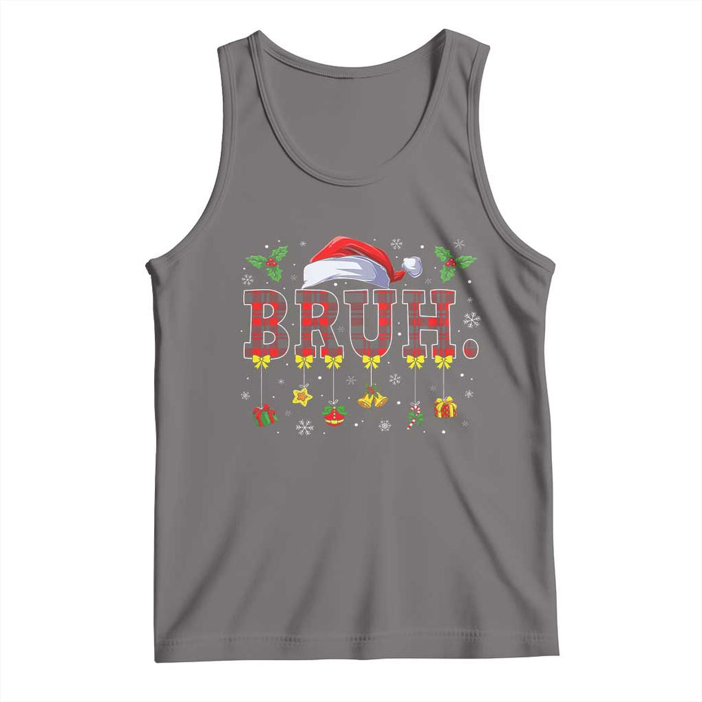 Christmas Bruh Tank Top Red Plaid Retro Xmas Pajamas Matching TS02 Deep Heather Print Your Wear