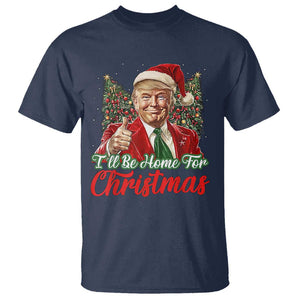 Christmas Trump 2024 T Shirt Ill Be Home For Xmas Red Festive Wave TS02 Navy Print Your Wear