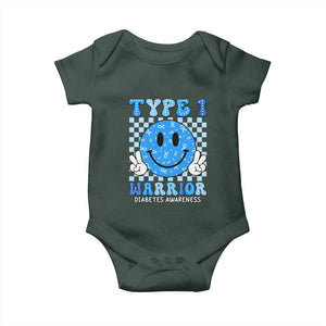 Diabetes Awareness Baby Onesie Blue Ribbon T1D Warrior Support Squad Retro Groovy TS02 Print Your Wear