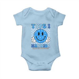 Diabetes Awareness Baby Onesie Blue Ribbon T1D Warrior Support Squad Retro Groovy TS02 Light Blue Print Your Wear