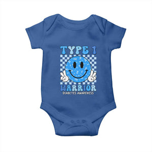 Diabetes Awareness Baby Onesie Blue Ribbon T1D Warrior Support Squad Retro Groovy TS02 Royal Blue Print Your Wear