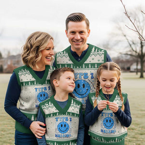 Diabetes Awareness V-Neck Knit Sweater Vest Blue Ribbon T1D Warrior Support Squad Retro Groovy TS02 Beige Green Print Your Wear