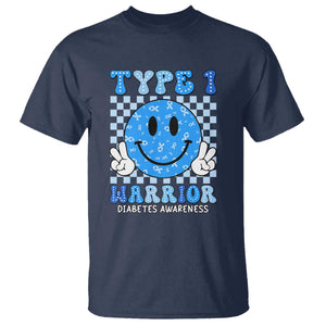 Diabetes Awareness T Shirt Blue Ribbon T1D Warrior Support Squad Retro Groovy TS02 Navy Print Your Wear